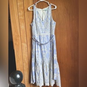 Eyelet Embroidered Blue White Spring Summer Dress Sz 10 Antonio Melani